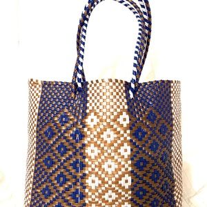 Mexican handmade woven plastic tote bag